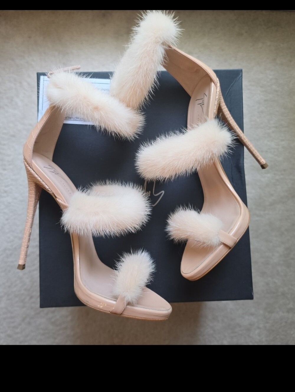 Giuseppe Zanotti Pink Fur Triple-Strap High Heels - Picture 6 of 13